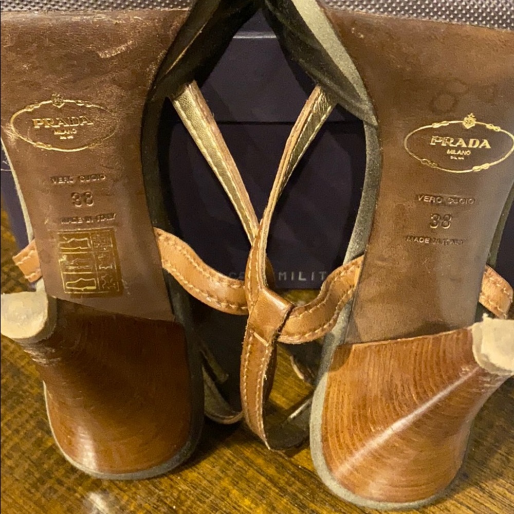 Prada Brown and Black Strappy Heels - Picture 3 of 5